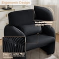 thumbnail image 4 of Corduroy Fabric Accent Chair, Modern Upholstered Living Room Chairs with Lumbar Pillow, Wide Comfy Leisure Armchair for Bedroom, Office, Reading, Black, 4 of 9
