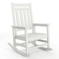 thumbnail image 1 of HDPE Poly Lumber Rocking Chair Outdoor Set with Side Table, High Back Patio Porch Rocker for Adults, All Weather Resistant 350 lbs Capacity for Garden Lawn Pool Firepit, Embossed Wood Grain Navy Blue, 1 of 8