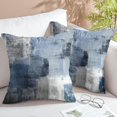 thumbnail image 2 of Blue Velvet Abstract Pillow Covers Set of 2 Modern Accent Navy Gray Throw Pillow Cover Soft Elegant Decorative Couch Cushion Cover for Bed Living Room Outdoor Sofa Pillowcases 16x16 Inches, 2 of 6