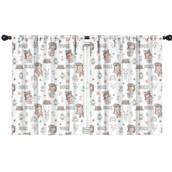 Blackout Kids Curtains,White Forest Girl Pattern Childrens Insulated Curtains Set Of 2,Bedroom Essentials,Toddler Room Decor 42"x54"