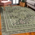 thumbnail image 3 of Leaves Area Rug with Non-Slip Backing, Vintage Art Watercolor Branches and Flowers on Charcoal Grey Background, Quality Carpet for Bedroom and Dorm Room, 4' X 5.7', Sage Green, by Ambesonne, 3 of 6