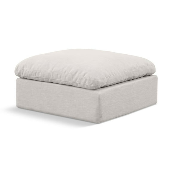 Meridian Furniture Indulge Contemporary Fabric Ottoman in Cream