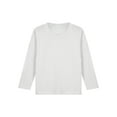 thumbnail image 5 of Rswnyirn Kids Boys Girls Long Sleeve Crewneck Shirts Cotton Tee Tops Solid Pullover Undershirts White 7-8, 5 of 7