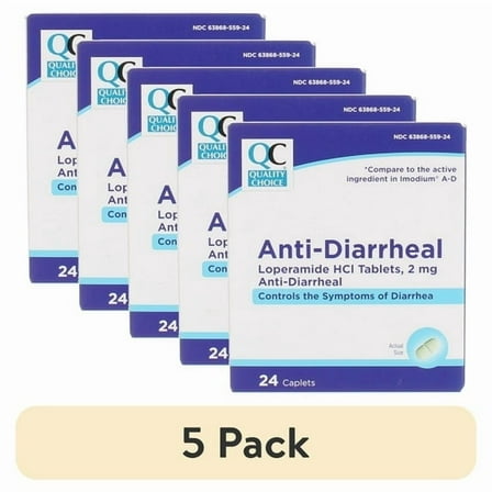 Quality Choice Lopermaide HCI Over-the-Counter Medicine Caplets for Diarrhea 5 Pack 24 Count