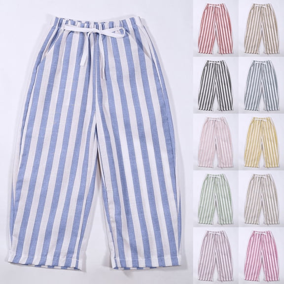 Boys Girls Minimalist Striped Pants Elastic Waist Daily Leggings for Toddlers Soft Stretchy Cotton