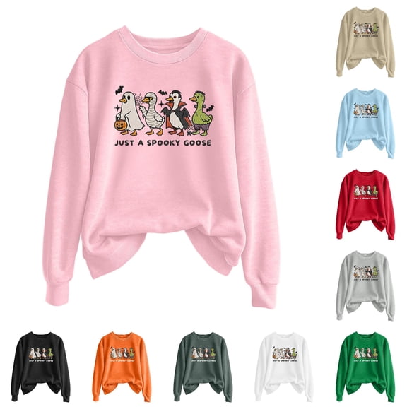 Funny Goose Womens Pullover Crewneck Long Sleeve Autumn Winter Solid Graphic Sweater Casual Halloween Party Tops Pink XXL