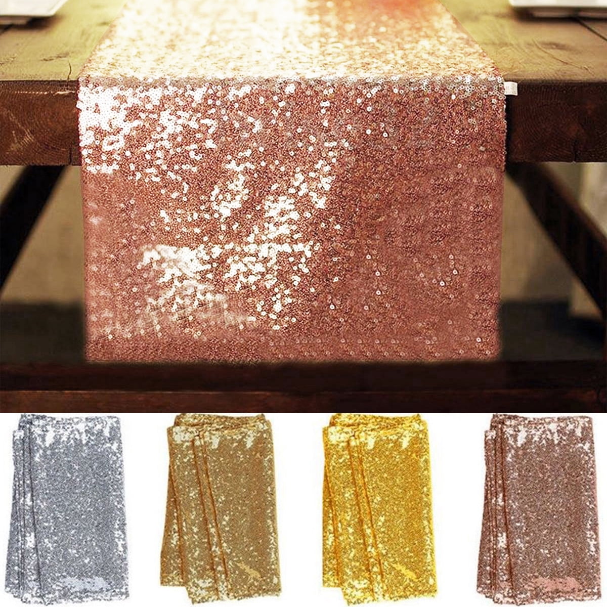 Travelwant Glitzy Table Runner Sparkling Sequins Table Runners for