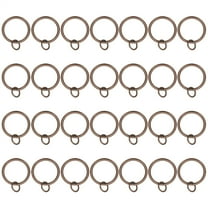 Uxcell 28 Pcs Curtain Rings with Eyelets, 1.25"ID Glide Smoothly Metal Drapery Ring Fit Up to 1" Curtain Rod, Red Bronze