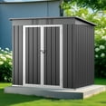 thumbnail image 4 of Storage Shed, Lofka 6x4 FT Outdoor Metal Shed, Lockable Double Doors Garden Tool Shed for Bike, Lawn Mower Storage, Waterproof Galvanized Steel, Grey, 4 of 15