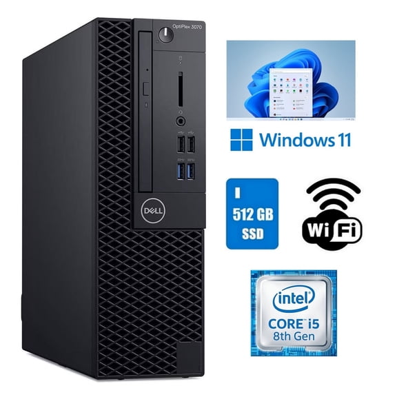 Restored Dell OptiPlex 3070 SSF Intel Core i5 8th Gen Desktop Computer 16GB RAM 512GB SSD Wi-Fi Windows 11 Pro (Refurbished)