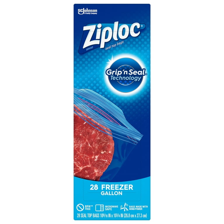 Ziploc Seal Top Bags, Freezer, Gallon 28 ea, Plastic Bags