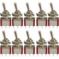 thumbnail image 1 of 10 Pcs Mini Toggle Switch, SPDT ON-OFF-ON 3-Pin, Red, Compatible with Auto Parts, AC 125V 6A / 250V 2A, 1 of 5