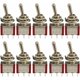 thumbnail image 1 of 10 Pcs Mini Toggle Switch, AC 125V 6A / 250V 2A 3-Pin SPDT ON-OFF-ON, Red, Compatible with Auto Parts, 1 of 5