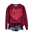 thumbnail image 4 of WTXUE Valentine's Day Shirts for Women Love Heart Graphic Print Crewneck Pullover Long Sleeve Shirts Fashion Sweatshirts Thick Sweatshirts Womens Holiday Sweatshirts Trendy Pullover Wine 3Xl, 4 of 4