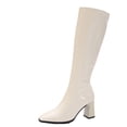 thumbnail image 3 of Taqqpue Women's Knee High Boots Square Toe Side Zip Slip On Comfortable Casual Long Boots for Women Size 5.5-10.5 Fashion Dress Shoes Fall Winter Riding Footwear Casual Walking, 3 of 10