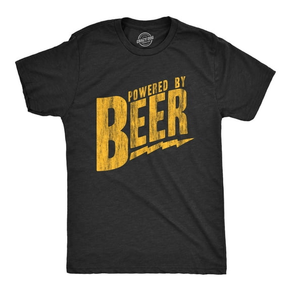 Mens Powered By Beer T Shirt Funny Sarcastic Drinking Cool Saying Fun Gag Gift Graphic Tees