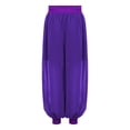 thumbnail image 4 of Aislor Belly Dance Pants Satin Tribal Baggy Pants Arabian Princess Cosplay for Halloween Carnival Purple 6, 4 of 7
