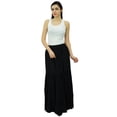 thumbnail image 5 of Bimba Boho Long Flaired Maxi Tier Skirt Elastic Waist Rayon Bohemian Skirts, 5 of 9