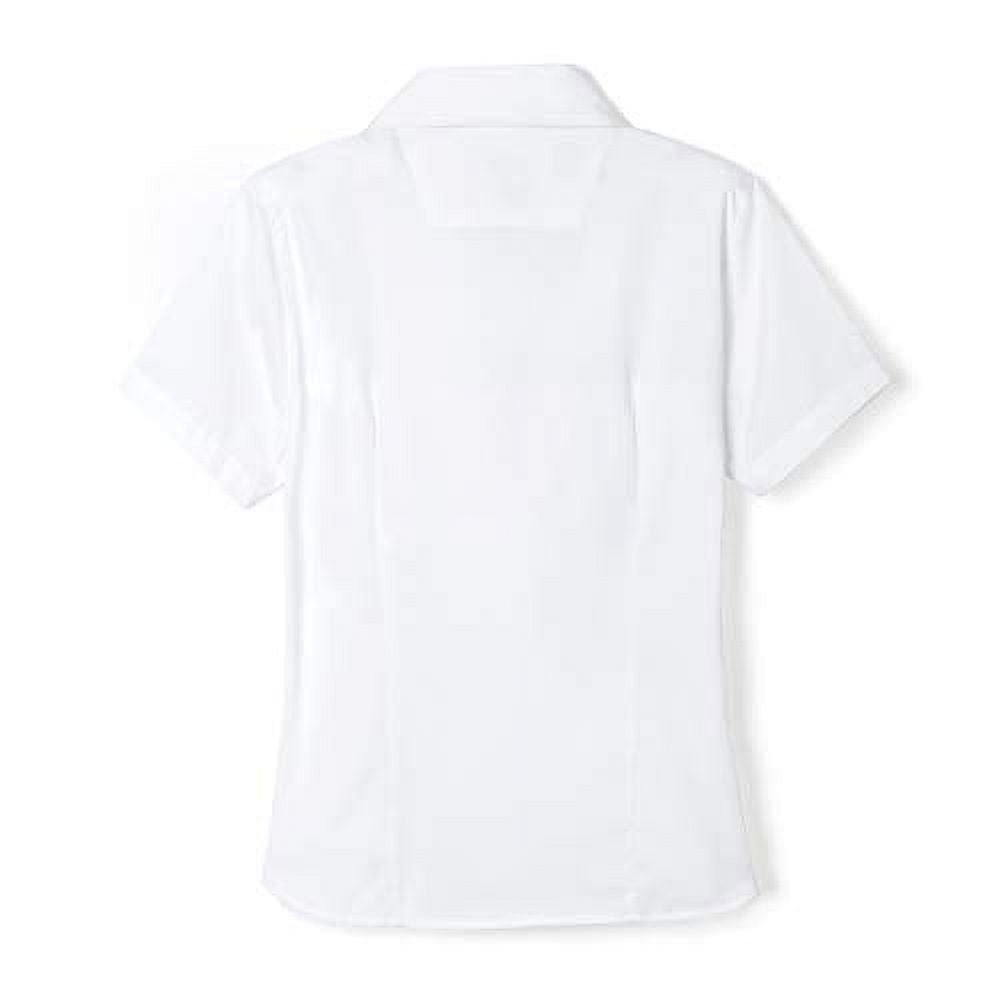 French Toast Girls School Uniform Short Sleeve Woven Button-Up Shirt with Pocket, Sizes 4-20