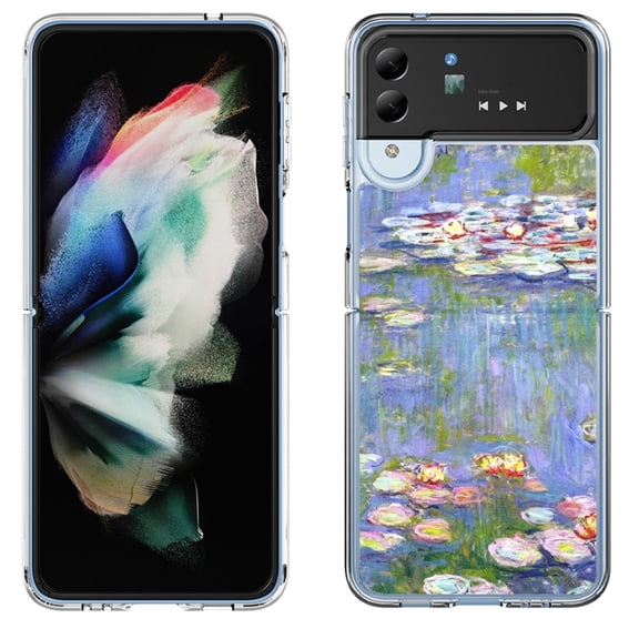 Shockproof Bumper Phone Case for Samsung Galaxy Z Flip 4 5G, by OneToughShield ® - Water Lilies