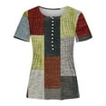 thumbnail image 4 of Mareep Blouse pour Femmes P-3TG Col pour Femmes Décontractée à Manches Courtes Imprimée Boutonnée Basique Froncée Corset Tunique Plissée T-shirts Blouses Hauts pour Femmes Liquidation, Cadeau, 4 of 5
