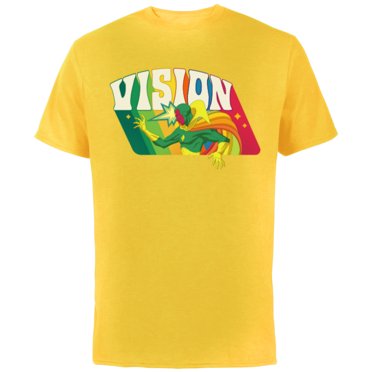 Marvel Avengers Vision Solar Gem Rainbow Comic Retro - Short Sleeve Cotton T-Shirt for Adults - Customized-Yellow
