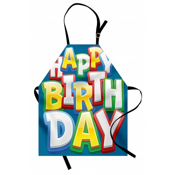 Kids Birthday Apron Rainbow Colored Happy Birthday Quote Typography On Blue Color Backdrop Print Unisex Kitchen Bib Apron With Adjustable Neck For Cooking Baking Gardening Multicolor By Ambesonne Walmart Com Walmart Com