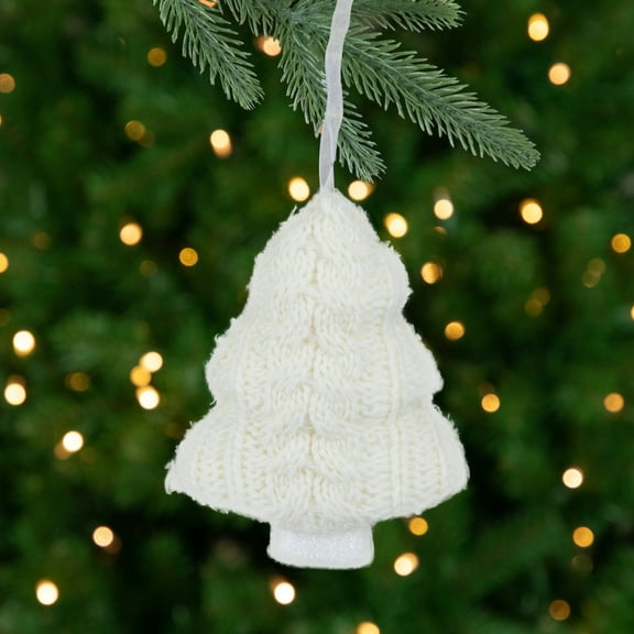 Northlight 6" Cream Cable Knit Christmas Tree Shaped Ornament