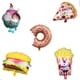 thumbnail image 5 of Globo de aluminio con forma de pizza, perrito caliente, palomitas de maíz, donut y hamburguesa para decoración de fiesta de inauguración de cumpleaños, 5 of 6