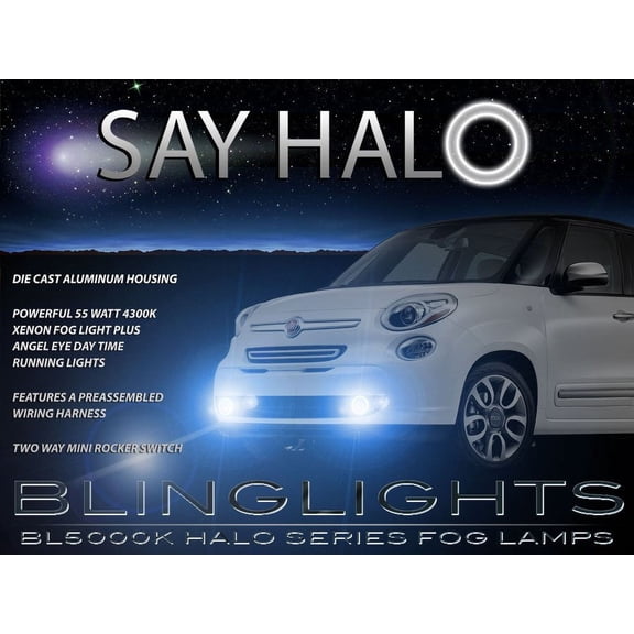For BlingLights Brand LED Blue Halo Fog Lights Lamps for 2013-2020 Fiat 500L