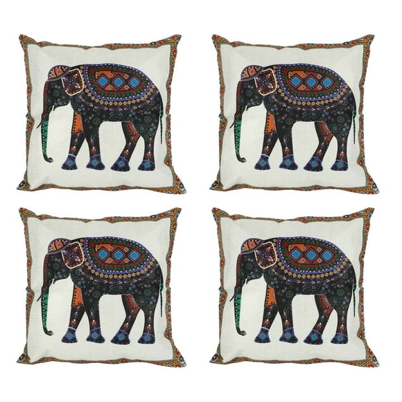 4X Elefante de Punto Indio de Lino de Algodón Throw Pillow Case Fundas de Colchón Decoración