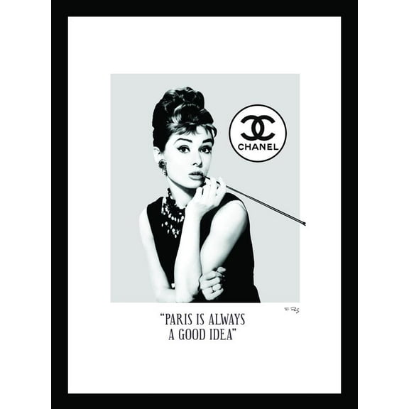 Venice Beach Collection's Audrey Hepburn Paris is Always a Good Idea 14x18 Framed Print