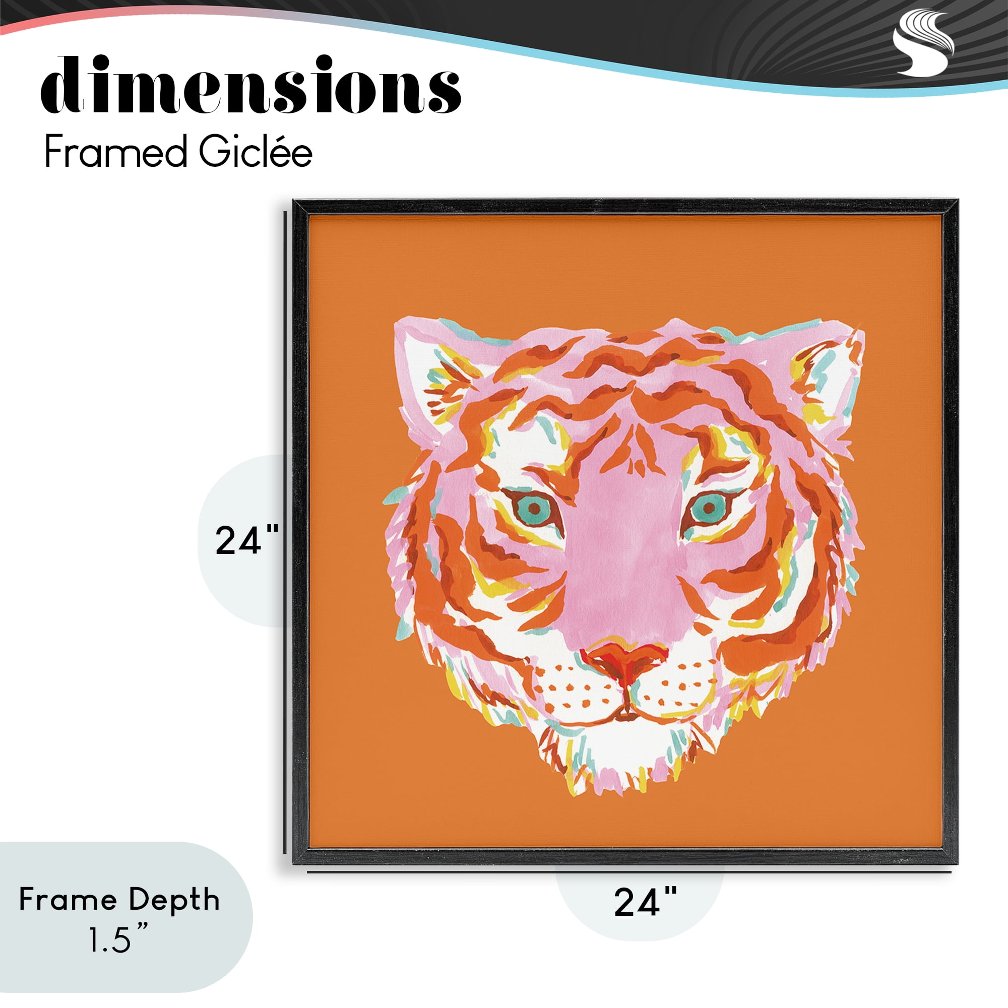 Stupell Industries Fun Bold Orange Tiger Black Framed Giclee Art, design by Karolina Sato