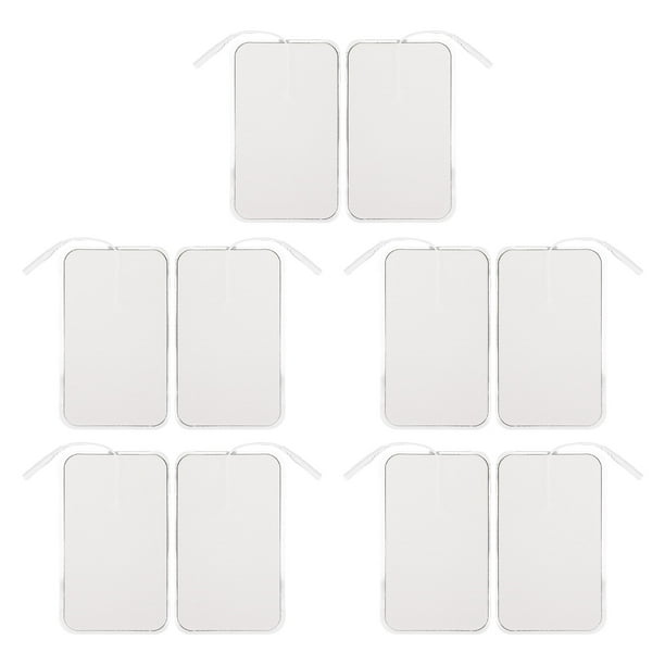 10 almohadillas de repuesto para unidad TENS, parches de electrodos rectangulares reutilizables para electroterapia, estimulador muscular, apertura de 2,0 mm/0,078 pulgadas.