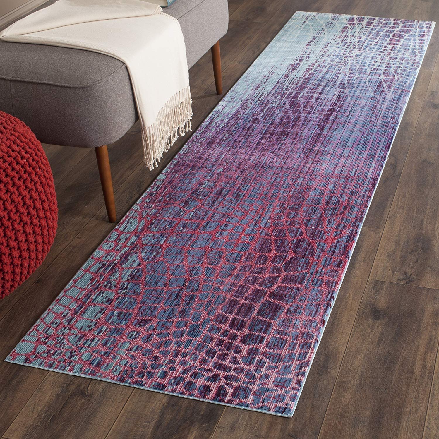 Safavieh Valencia Collection VAL204D Blue and Fuchsia Distressed