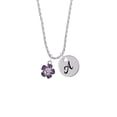 thumbnail image 2 of Delight Jewelry Silvertone Purple and White African Violet Flower Silvertone Script Initial Disc - A - Charm Necklace, 20"+3", 2 of 4