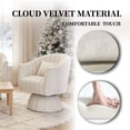thumbnail image 3 of CRERIYO 360° Swivel Accent Chair Set of 1, Cloud Velvet Upholstered Barrel Seat with a Pillow, Round Lounge seating for Living Room, White, 3 of 6