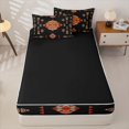 thumbnail image 4 of Erosebridal South Western Aztec Zipper Queen Comforter Set with Fitted Sheet and 2 Pillowcases,Tribal Geometric Print Zipper Bedding Set,Red Orange Teal,Black Reversible, 4 of 6