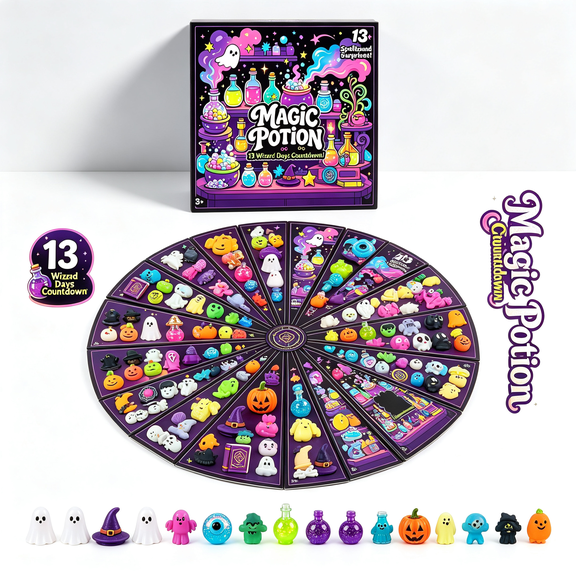 Funky Frights Halloween Advent Calendar 13 Days Spooky Squishy Slow Rise Stress Relief Toys Countdown Gift Box for Kids Teens Halloween Party Favors,Random styles