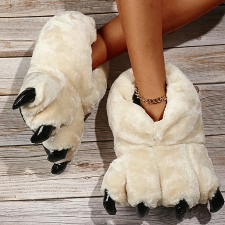 

Yutnsbel Fuzzy Slippers For Women And Men Cute Warm Cotton Soft Plush Home Slippers Indoor Creative Dinosaur Claw Slippers