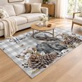 Area Rug 3x5ft Farmhouse Rabbit Pine Cone Low Pile Washable Rug Soft ...