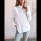 thumbnail image 4 of Blusa de Oficina de Larga con Cuello Alto y Botones A Rayas para Mujer, Color , Talla XL, 4 of 9