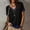 Navy, variant on Summer V-neck Women's Top T-shirt Women's Casual Loose Solid Color Hooded T-Shirt Mid-length Sleeves V-Neck Top Purple L