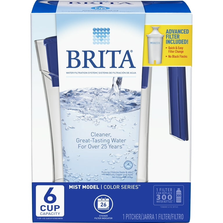 Brita Small 6-Cup Space-Saver BPA-Free Water Pitcher with Filter (35566)