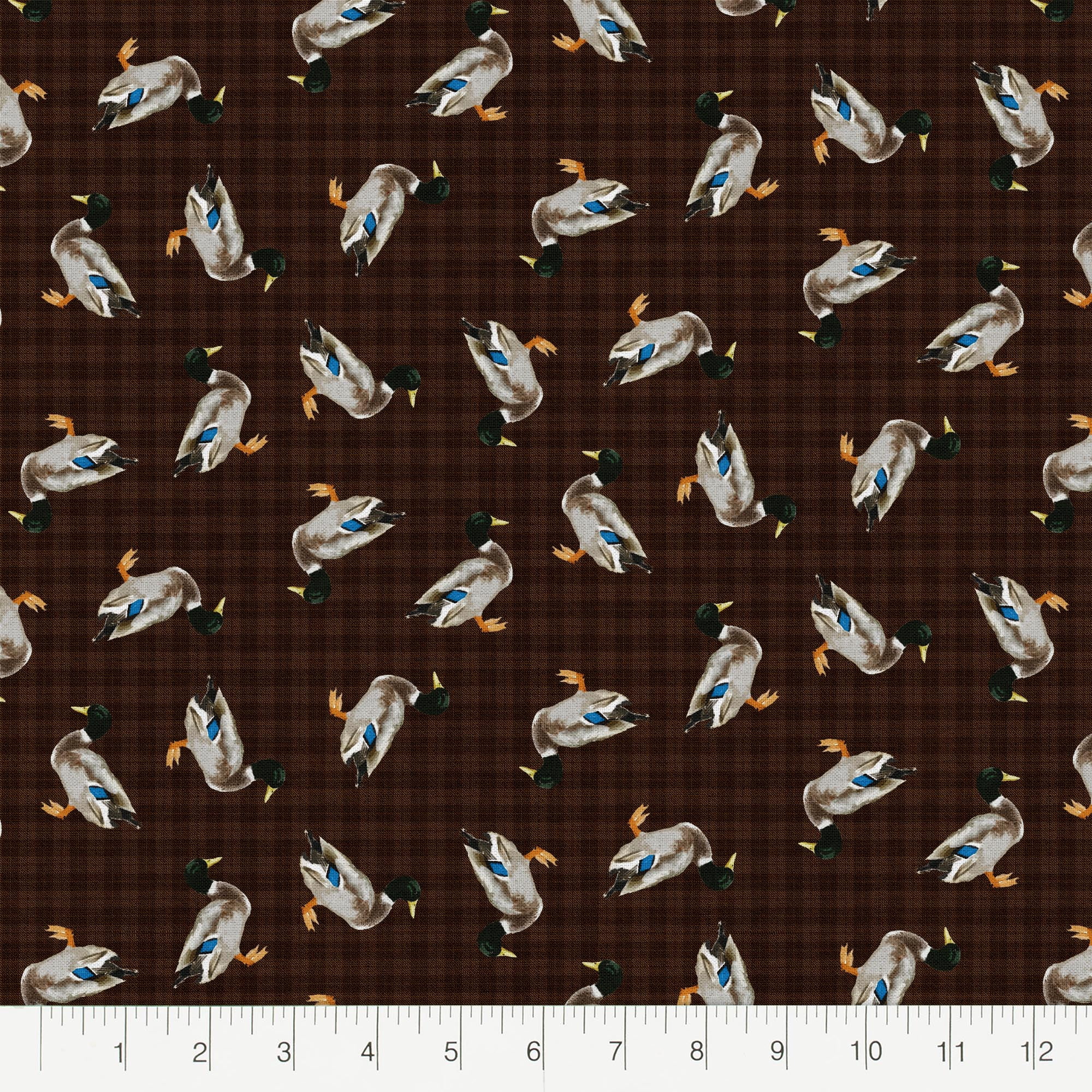 Fabric Editions 36" x 42" Cotton Lodge Ducks 1 Yard Precut Sewing & Craft Fabric, Brown 1 Piece