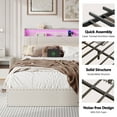 thumbnail image 2 of Satifur Queen Bed Frame with Storage Headboard, Platform Bed with 4 Drawers, Rivet Upholstered Bed Frame with LED Lights & Charging Station, Beige, 2 of 12