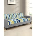 thumbnail image 2 of Blue Yellow Striped Couch Cushion Covers Stretch, Washable Sofa Seat Covers Individual Seat Cushion Sofa Slipcovers Farmhouse Navy Blue Ombre Stripes Couch Cover Furniture Protector S-1PCS, 2 of 7