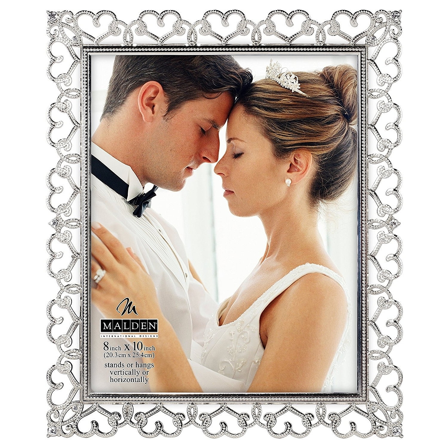 Malden International Designs Brilliance Jeweled Mirrored Glass Picture Frame - 8x10 Inch, Silver