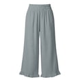 thumbnail image 6 of Hfnxid Wide Leg Pants for Women Ruffle Hem High Waisted Palazzo Pant Loose Fit Casual Trousers Flowy Vacation Trouser Gray L, 6 of 7