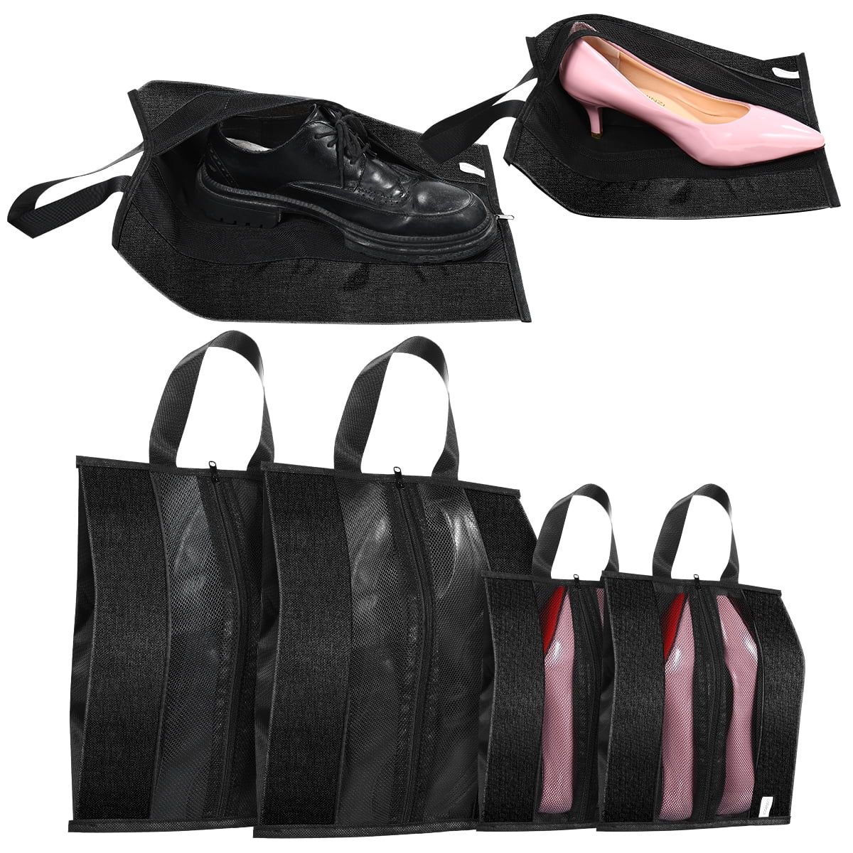 Cabilock 6pcs Travel Shoe Bags with Zipper Portable Shoe Organizer Bags Storage Travel Accessories 2Size for Men Women Couple Gym Black 